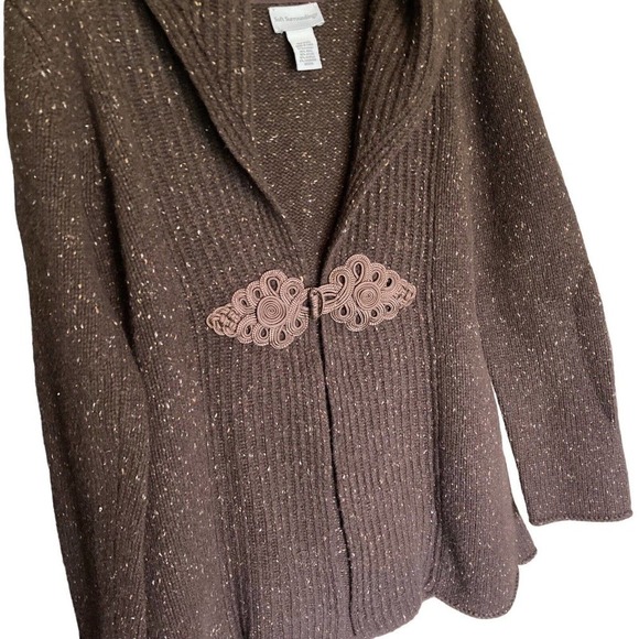 Soft Surroundings M Chateau Cardigan Sweater Duster Brown Wool Cashmere Long - Picture 2 of 7